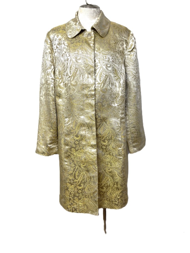 Lane Bryant Ivory Gold Paisley Metallic Brocade Formal Dressy Coat Size 24 — image 3 of 8